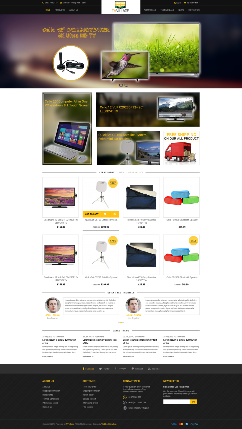 Web Design by WebDesk Solution for TV Village Ltd | Design #9801281