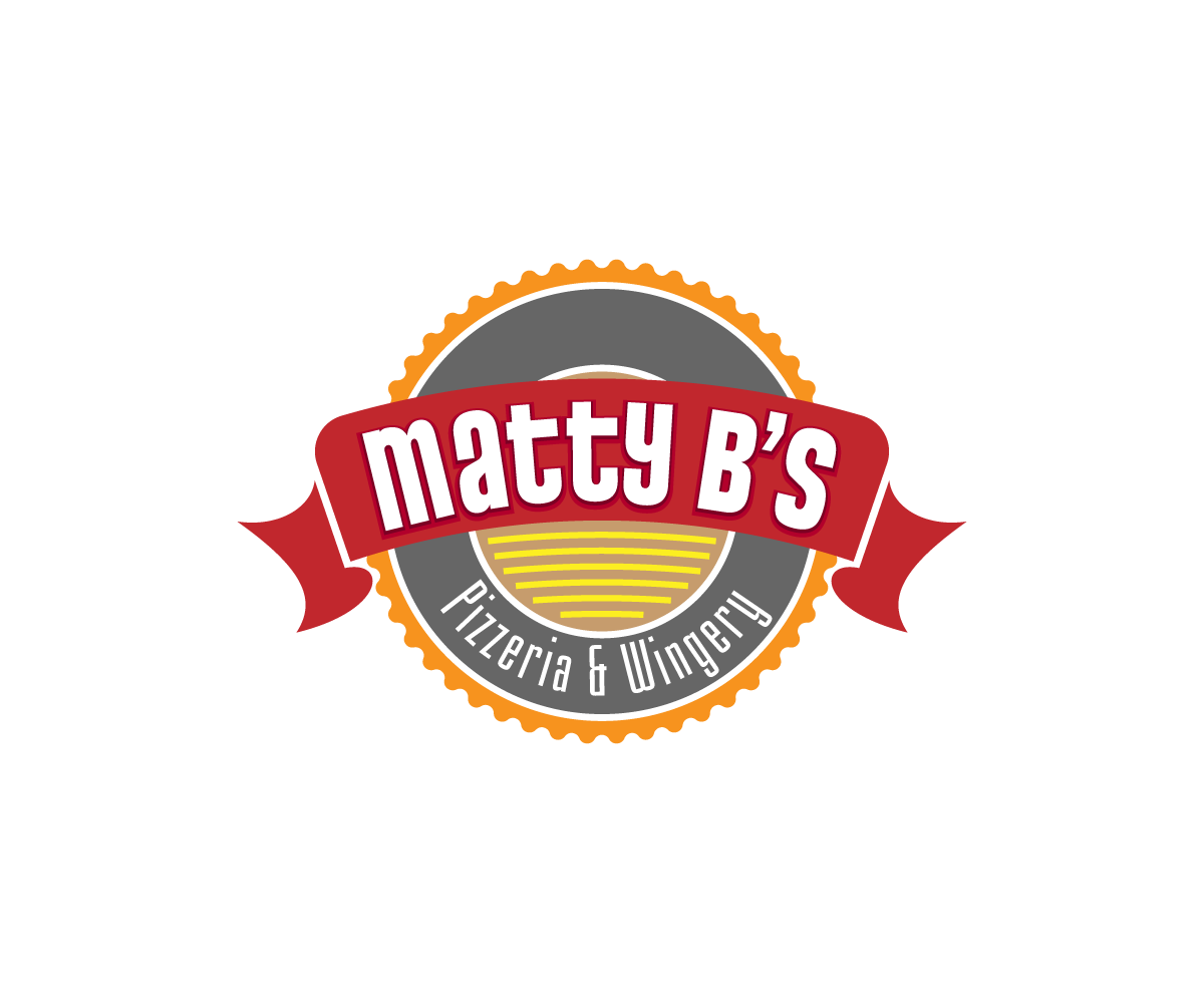 elegant playful restaurant logo design for matty b s pizza wings