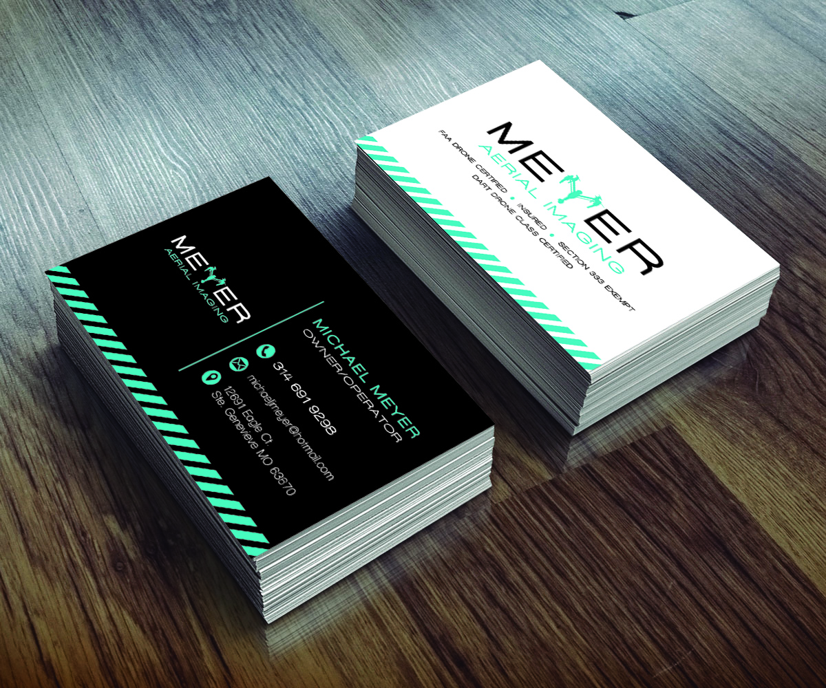 serious modern business business card design for meyer videography business card