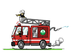 fire truck illustrated with company logo on door | Illustration-Design von smiledim24