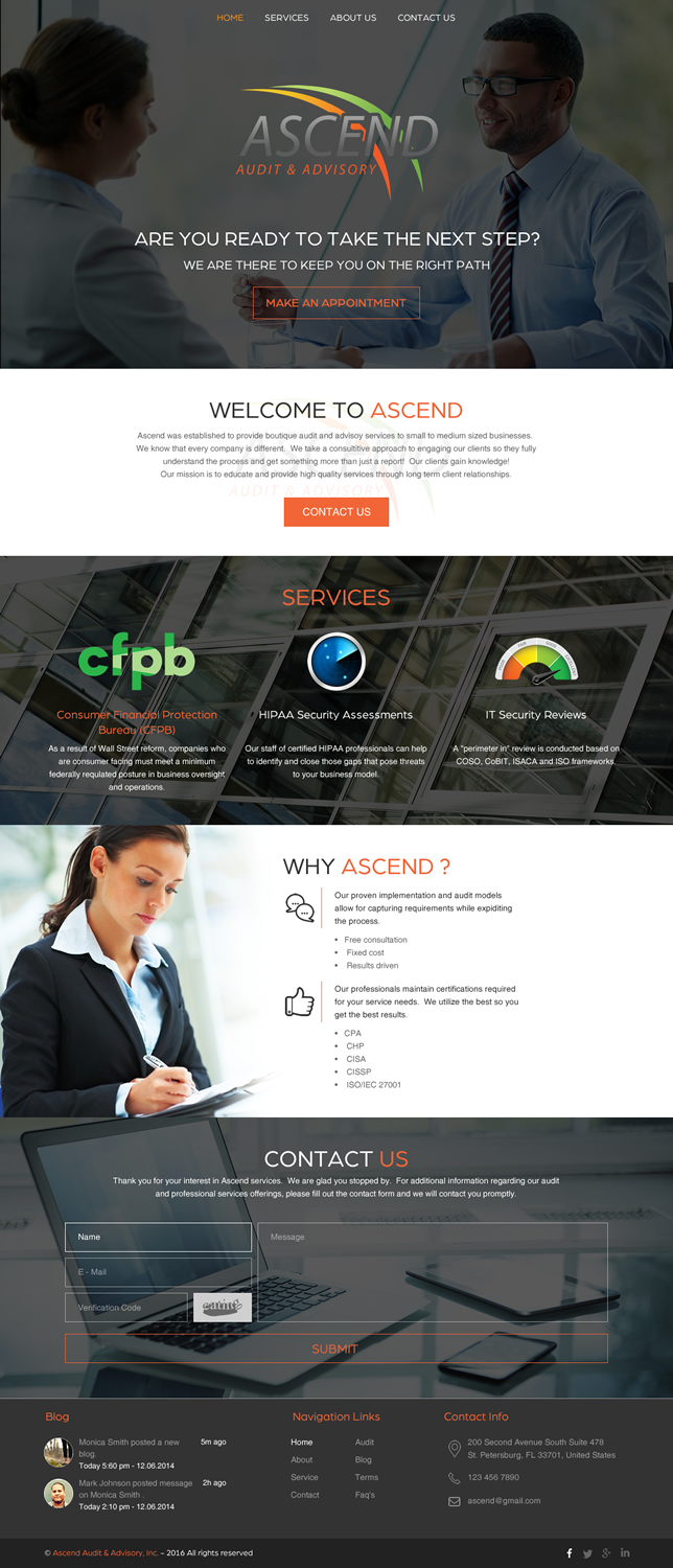 Web Design by rightway for Ascend Audit | Design #9678687