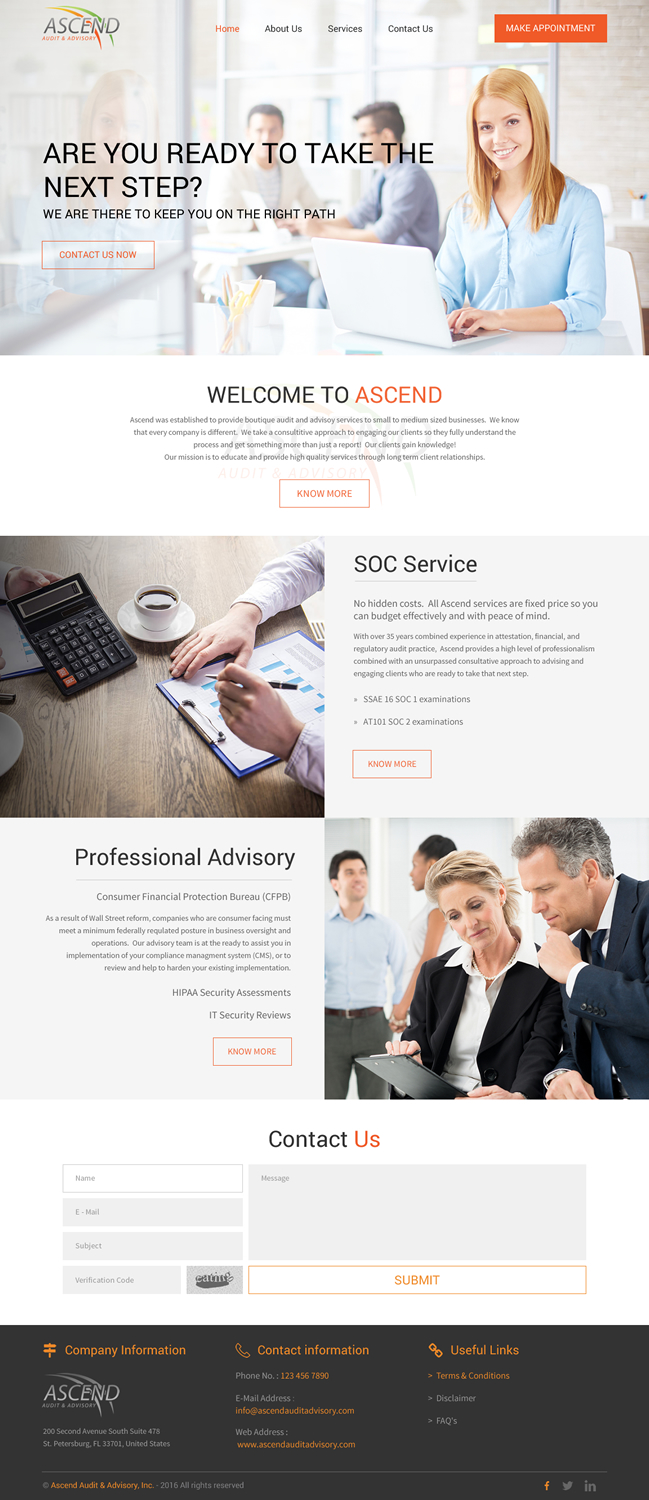 Web Design by rightway for Ascend Audit | Design #9696070
