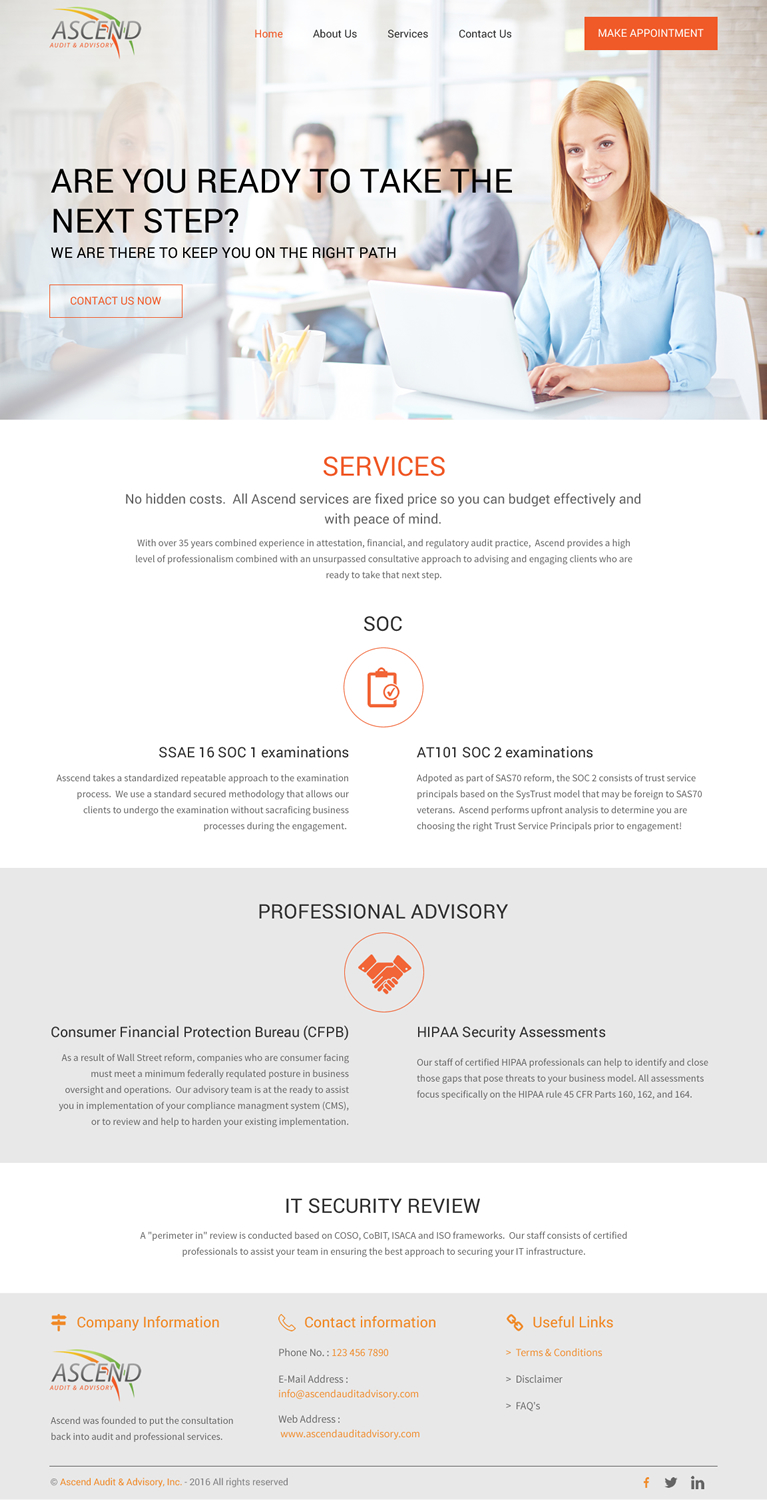 Web Design by rightway for Ascend Audit | Design #9903985