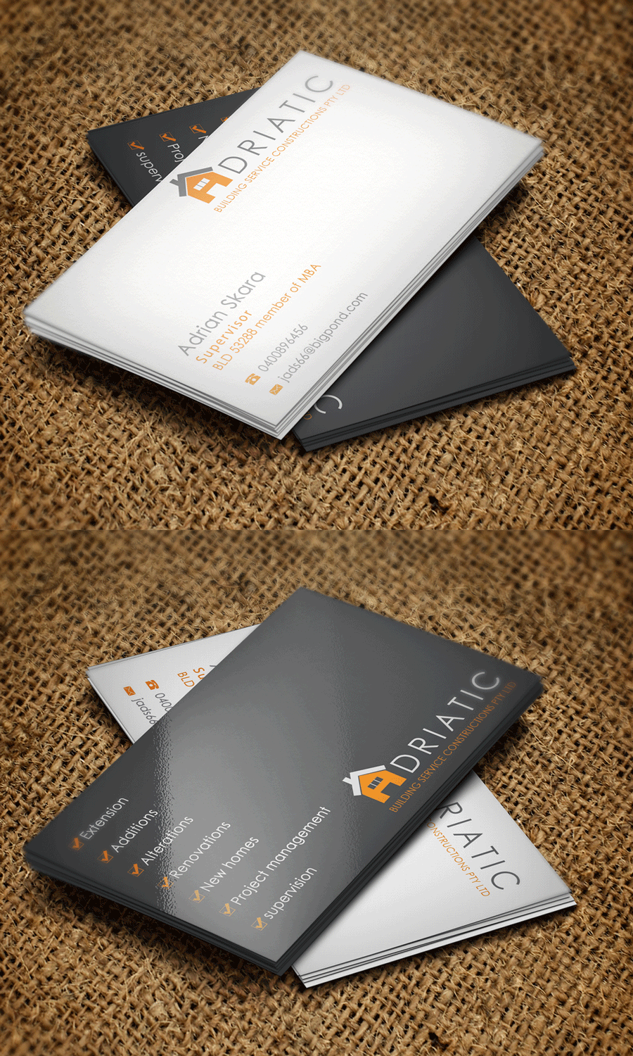 Business Card Design by Riz' for Adriatic building services  | Design #9670896