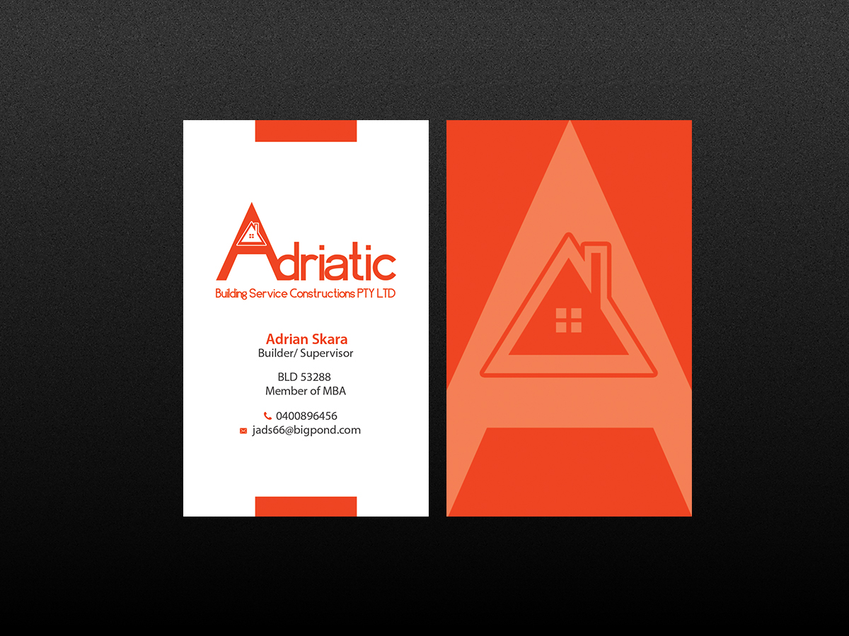 Diseño de Tarjeta de Presentación por Creations Box 2015 para Adriatic building services  | Diseño #9701882