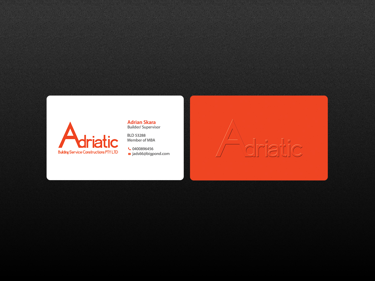 Diseño de Tarjeta de Presentación por Creations Box 2015 para Adriatic building services  | Diseño #9701885