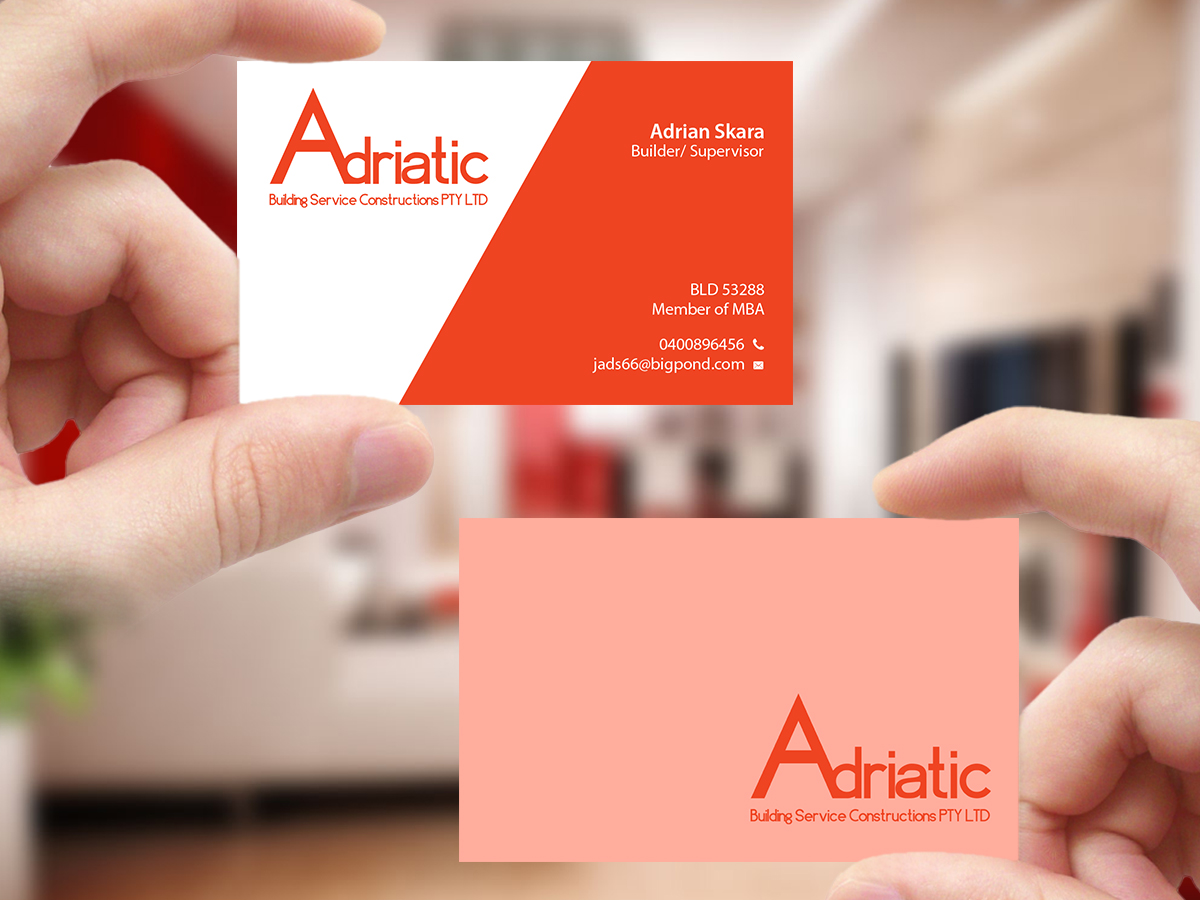Diseño de Tarjeta de Presentación por Creations Box 2015 para Adriatic building services  | Diseño #9701886