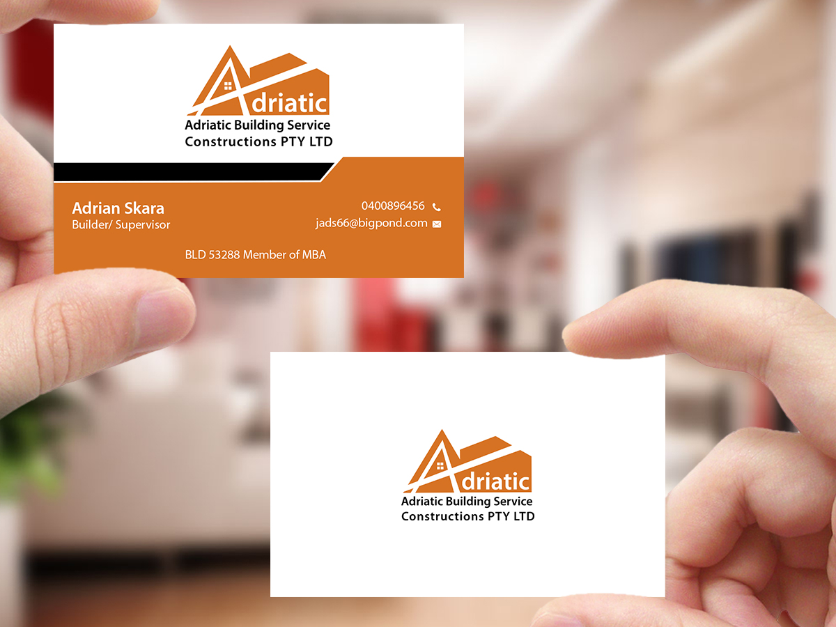 Diseño de Tarjeta de Presentación por Creations Box 2015 para Adriatic building services  | Diseño #9701891