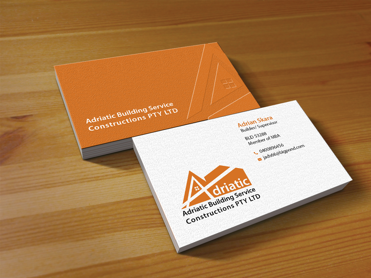 Diseño de Tarjeta de Presentación por Creations Box 2015 para Adriatic building services  | Diseño #9701898