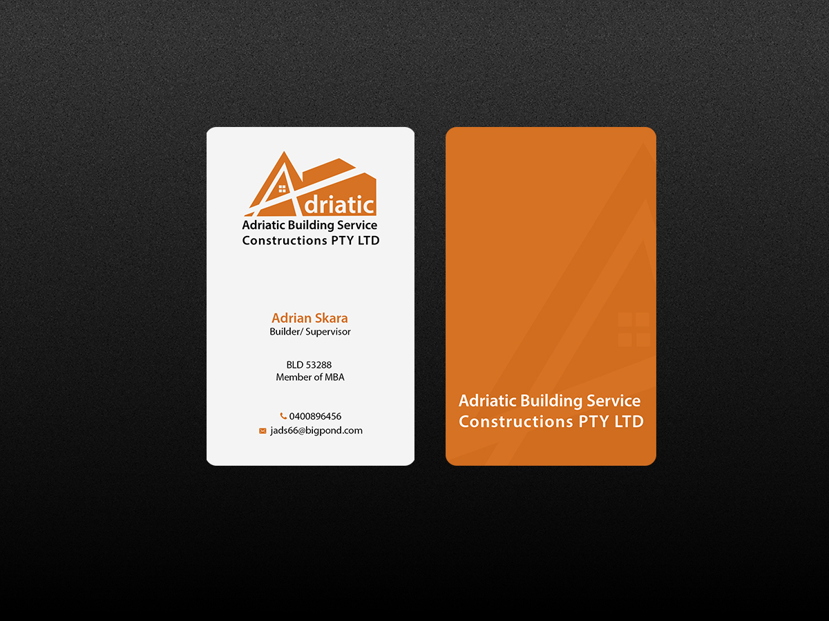 Diseño de Tarjeta de Presentación por Creations Box 2015 para Adriatic building services  | Diseño #9701911