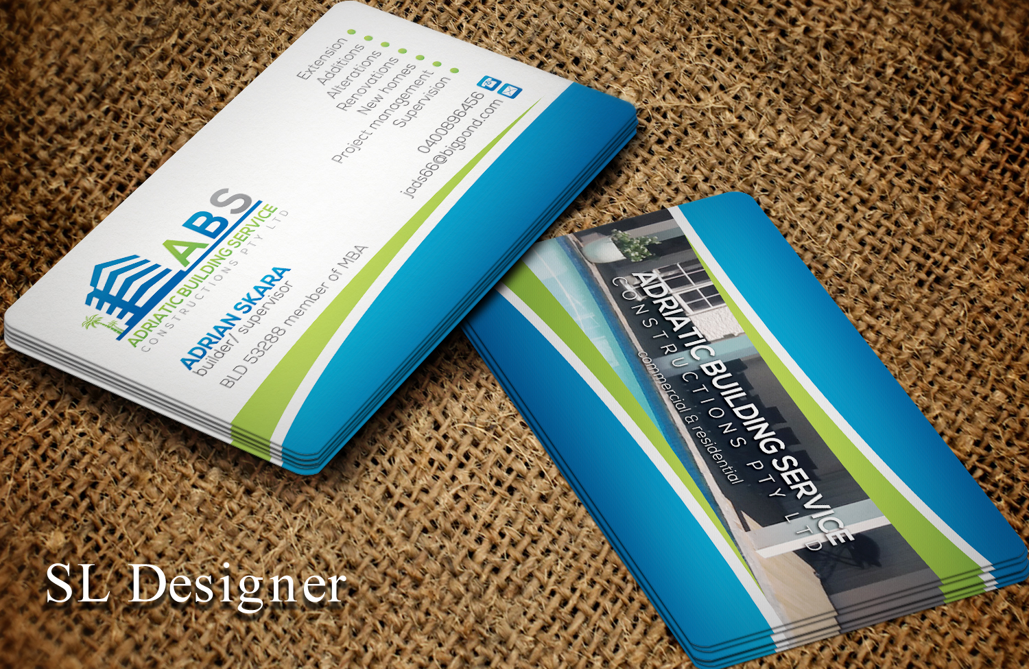 Diseño de Tarjeta de Presentación por SL Designer para Adriatic building services  | Diseño #9724521