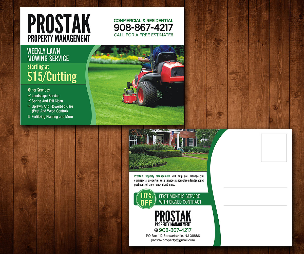 Postcard Design by Designers Hub for www.prostakpropertymanagement.com | Design #9682750