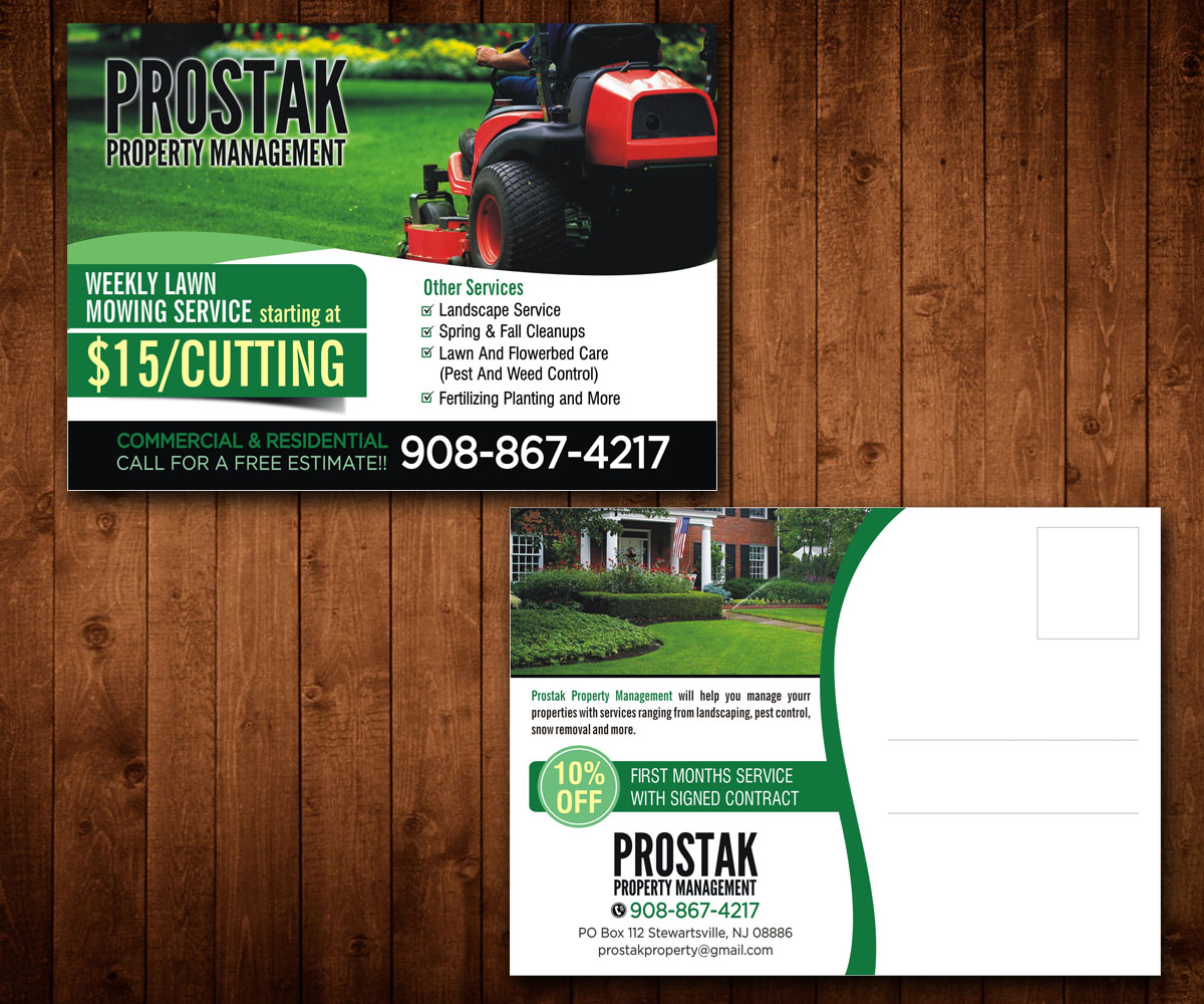 Postcard Design by Designers Hub for www.prostakpropertymanagement.com | Design #9700605