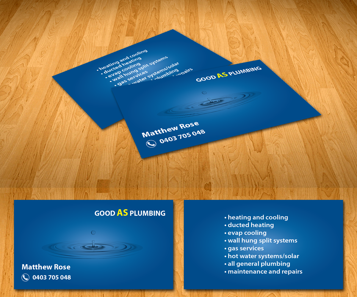 Diseño de Tarjeta de Presentación por Radu Borzea para Good as plumbing | Diseño: #2105735