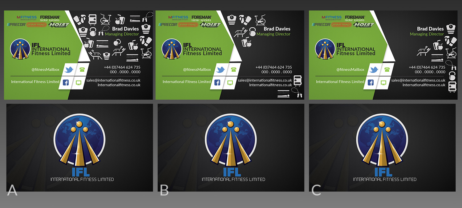 Diseño de Tarjeta de Presentación por gomesalla para International Fitness Limited | Diseño #9799605