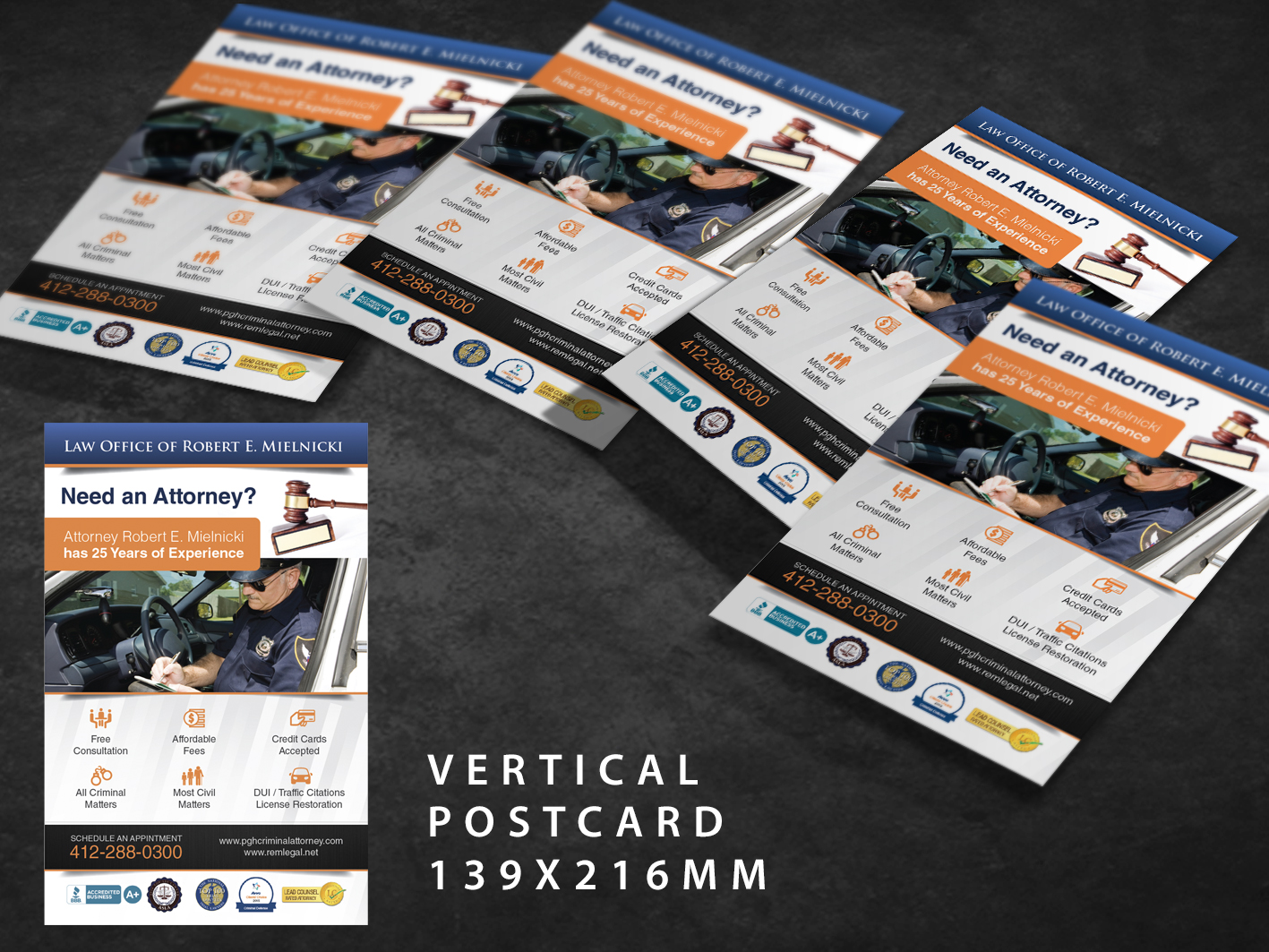 Postcard Design by Achiver for Robert E. Mielnicki, Esq. | Design #9747258