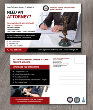 Postkarten-Design von alex989 für Robert E. Mielnicki, Esq. | Design: #9732400