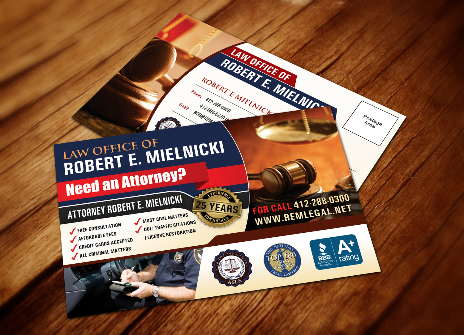 Postcard Design by Owaisias for Robert E. Mielnicki, Esq. | Design #9747328