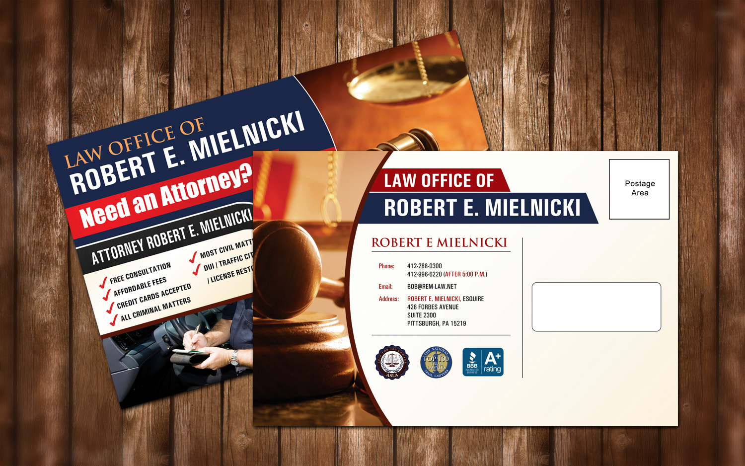 Postcard Design by Owaisias for Robert E. Mielnicki, Esq. | Design #9777919