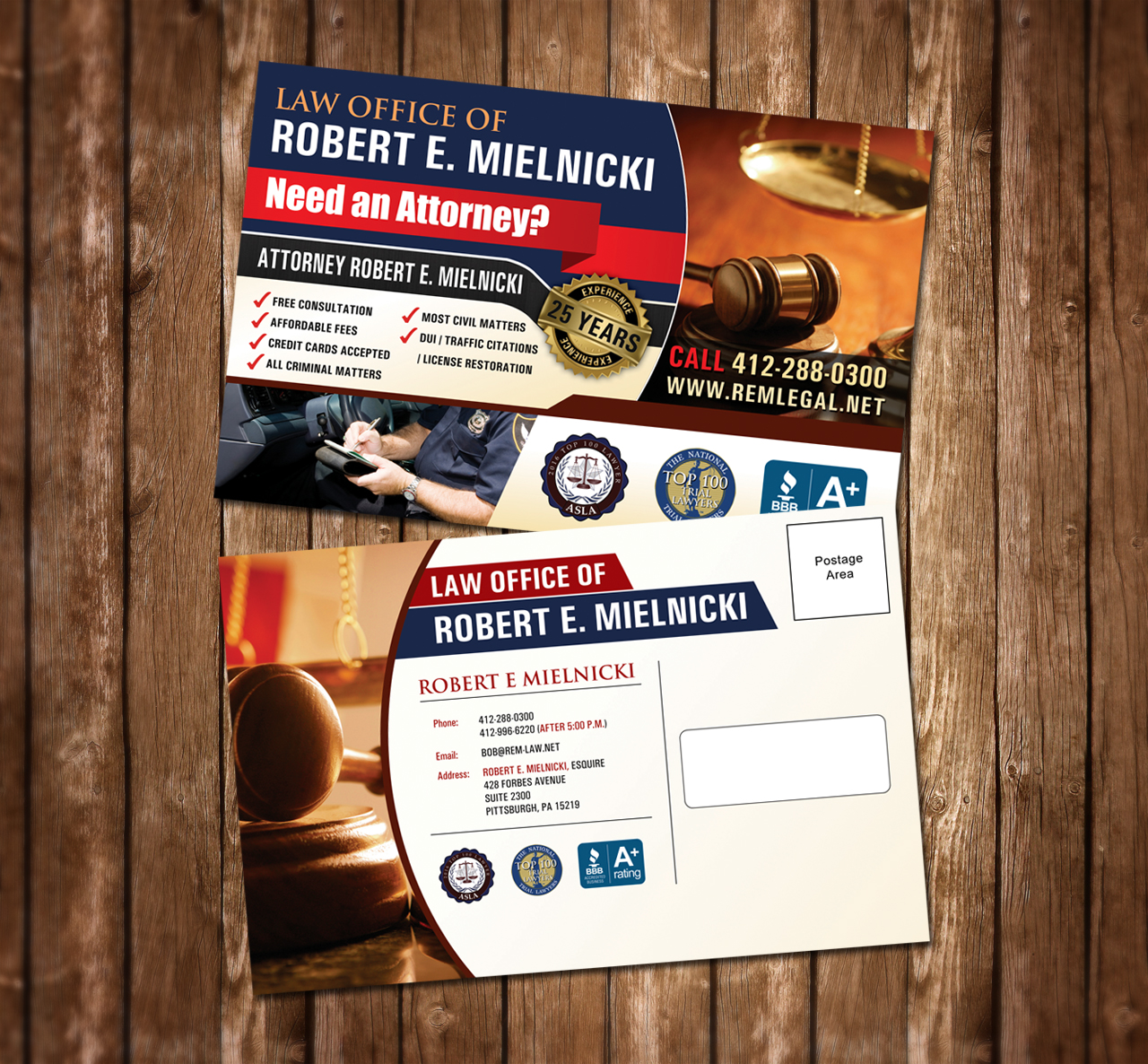 Postcard Design by Owaisias for Robert E. Mielnicki, Esq. | Design #9789126