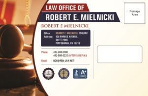 Postkarten-Design von Owaisias für Robert E. Mielnicki, Esq. | Design: #9800127