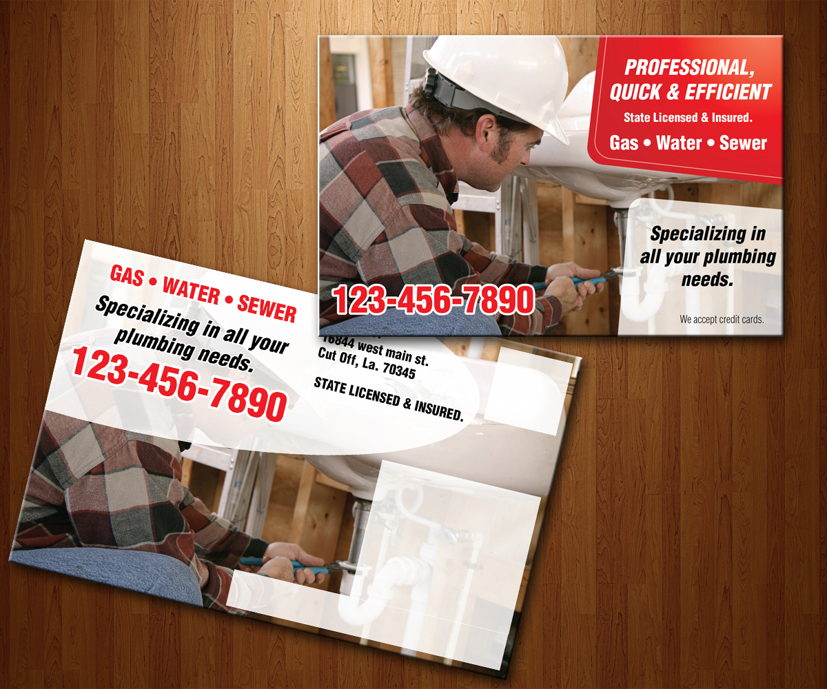 Postcard Design by Rohan Alexander for LABOVE PLUMBING  | Design #9776102