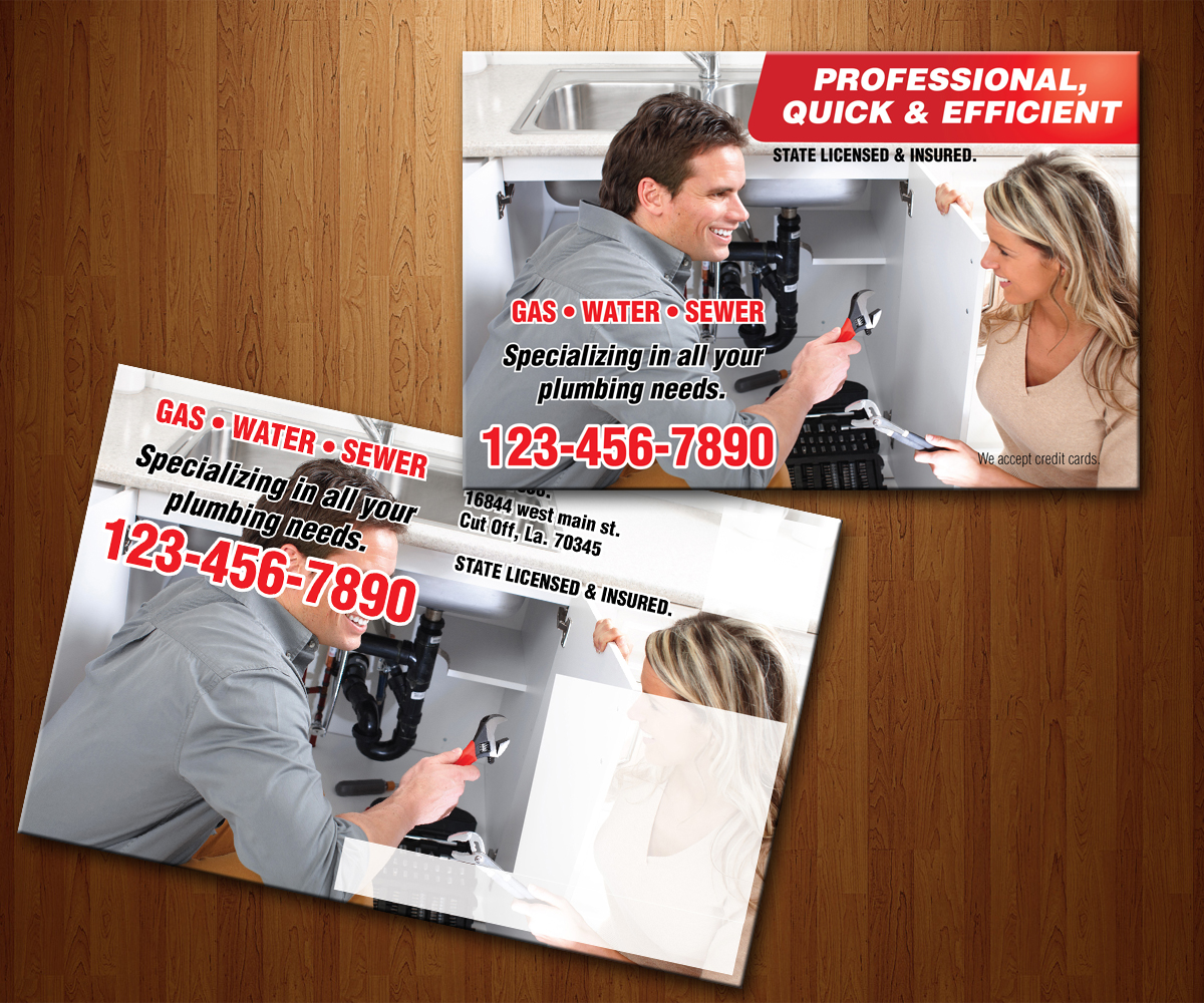 Postcard Design by Rohan Alexander for LABOVE PLUMBING  | Design #9776103