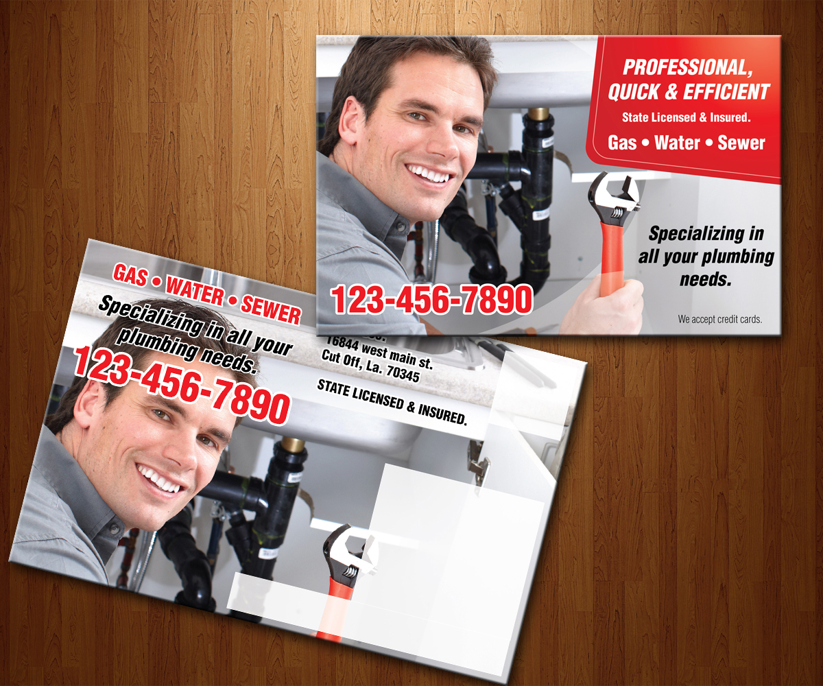Postcard Design by Rohan Alexander for LABOVE PLUMBING  | Design #9776104