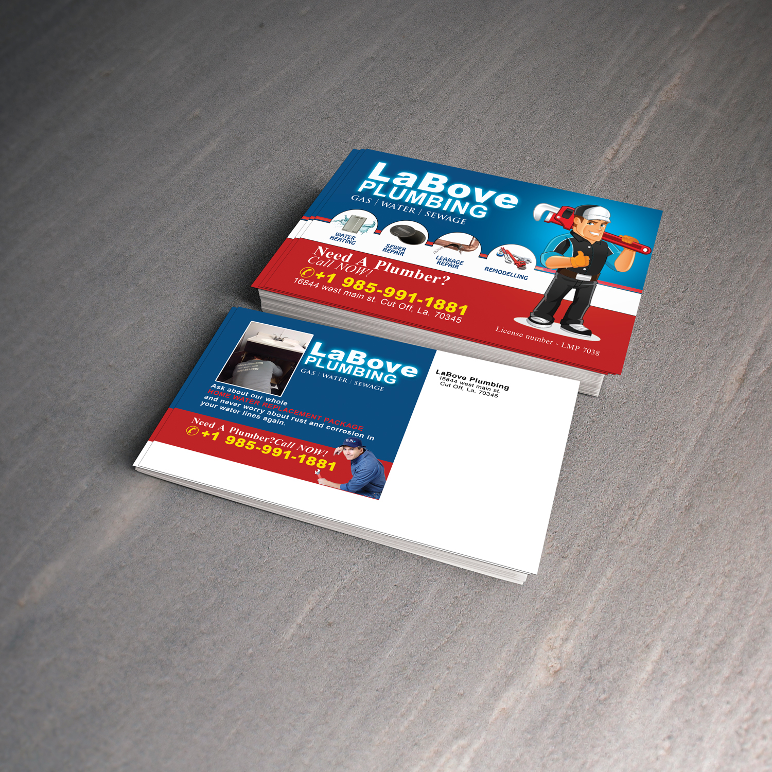 Postcard Design by NatPearlDesigns for LABOVE PLUMBING  | Design: #9777702