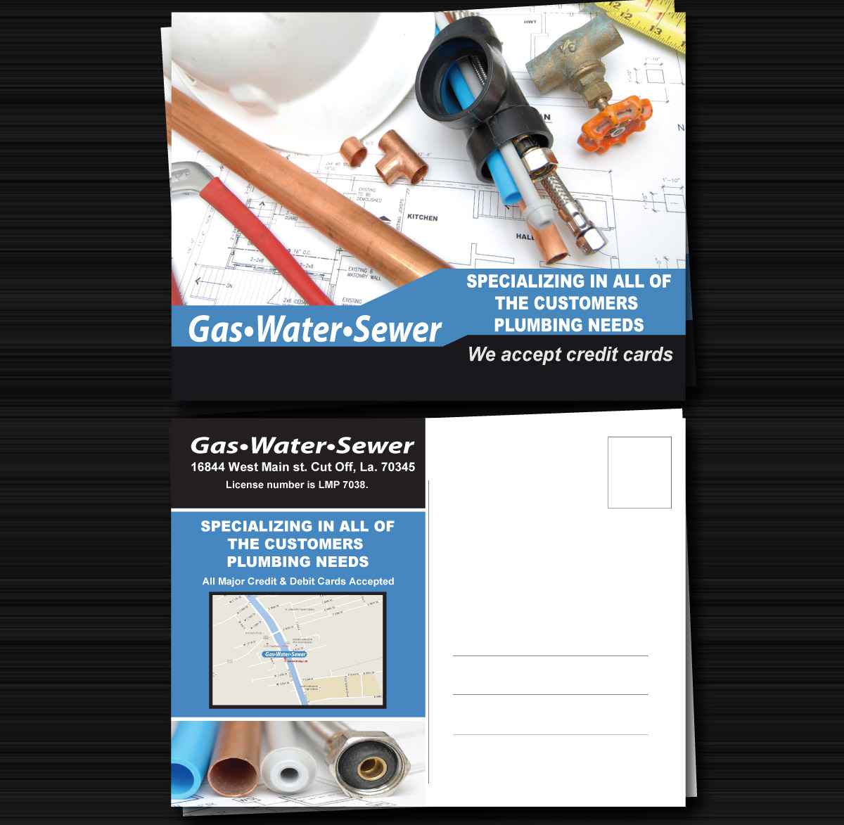 Postcard Design by Maden for LABOVE PLUMBING  | Design #9754238