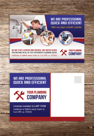 Postcard Design by debdesign for LABOVE PLUMBING  | Design: #9753217