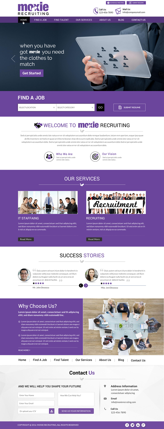 Web Design by Sbss for Moxie Recruiting | Design #9782872
