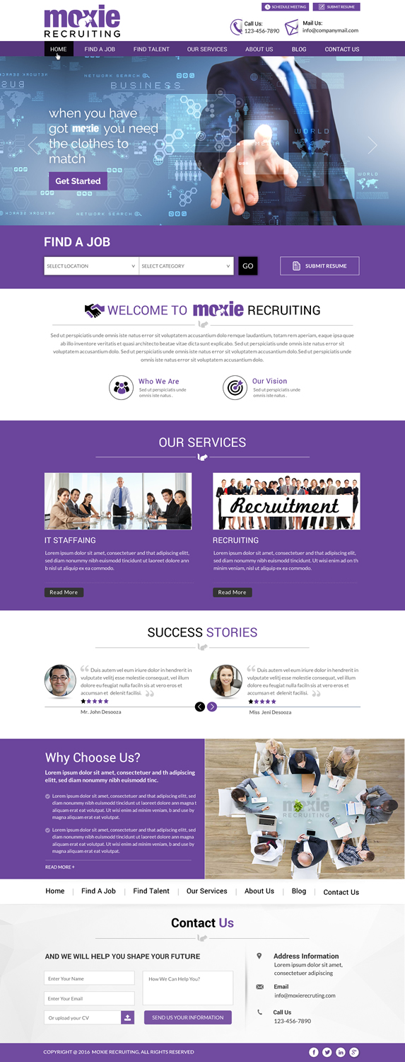 Web Design by Sbss for Moxie Recruiting | Design #9782877