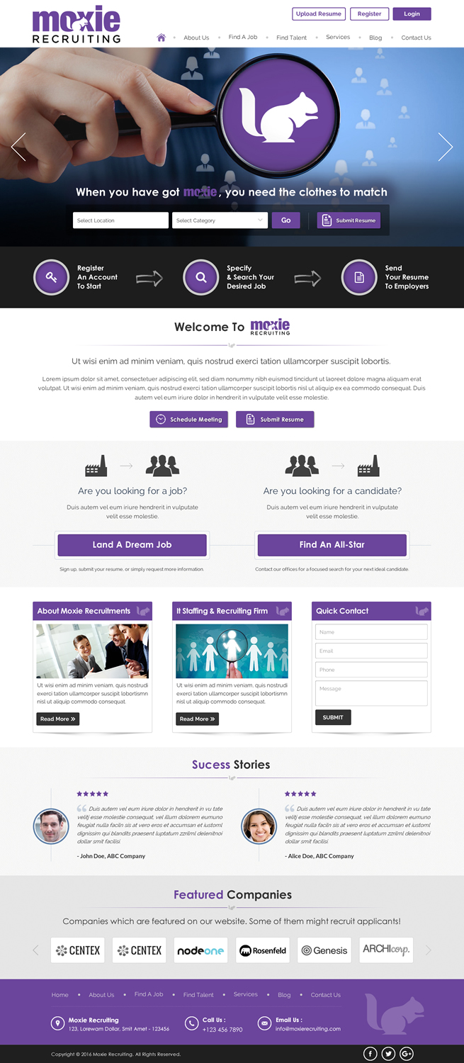 Web Design by Sbss for Moxie Recruiting | Design #9782980