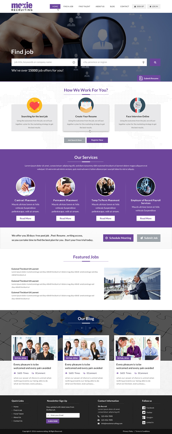Web Design by Sbss for Moxie Recruiting | Design #9792388