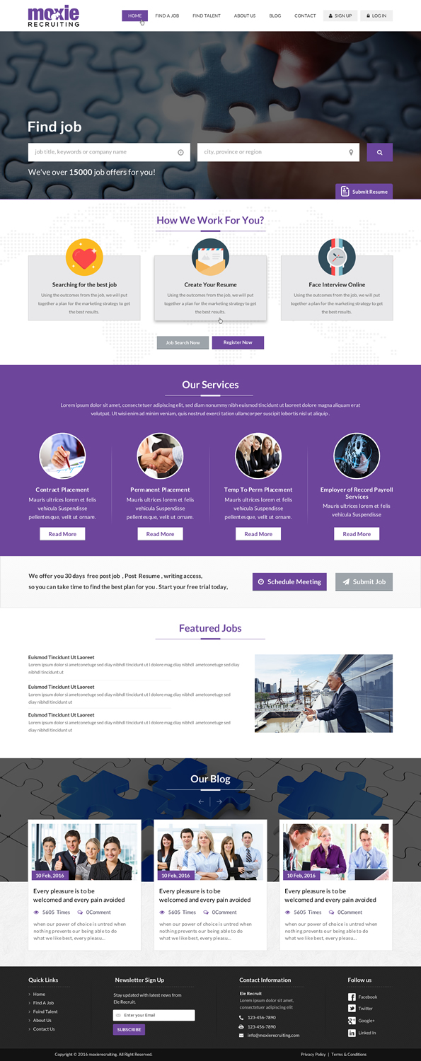 Web Design by Sbss for Moxie Recruiting | Design #9792390