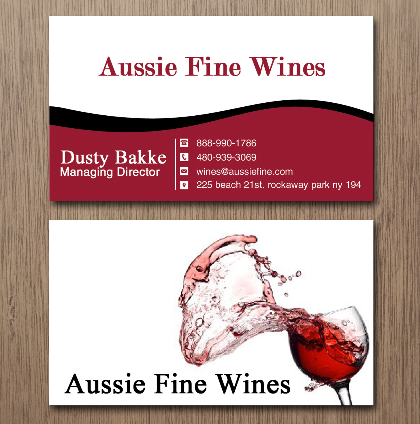 Visitenkarten-Design von Lanka Ama für Aussie Fine Wines | Design #9792033
