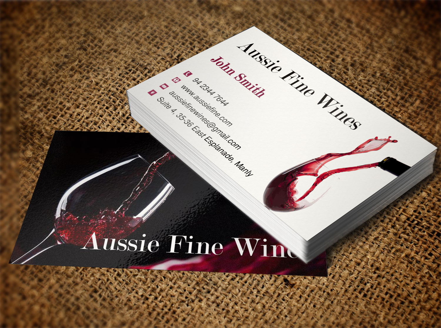 Visitenkarten-Design von Lanka Ama für Aussie Fine Wines | Design #9792034