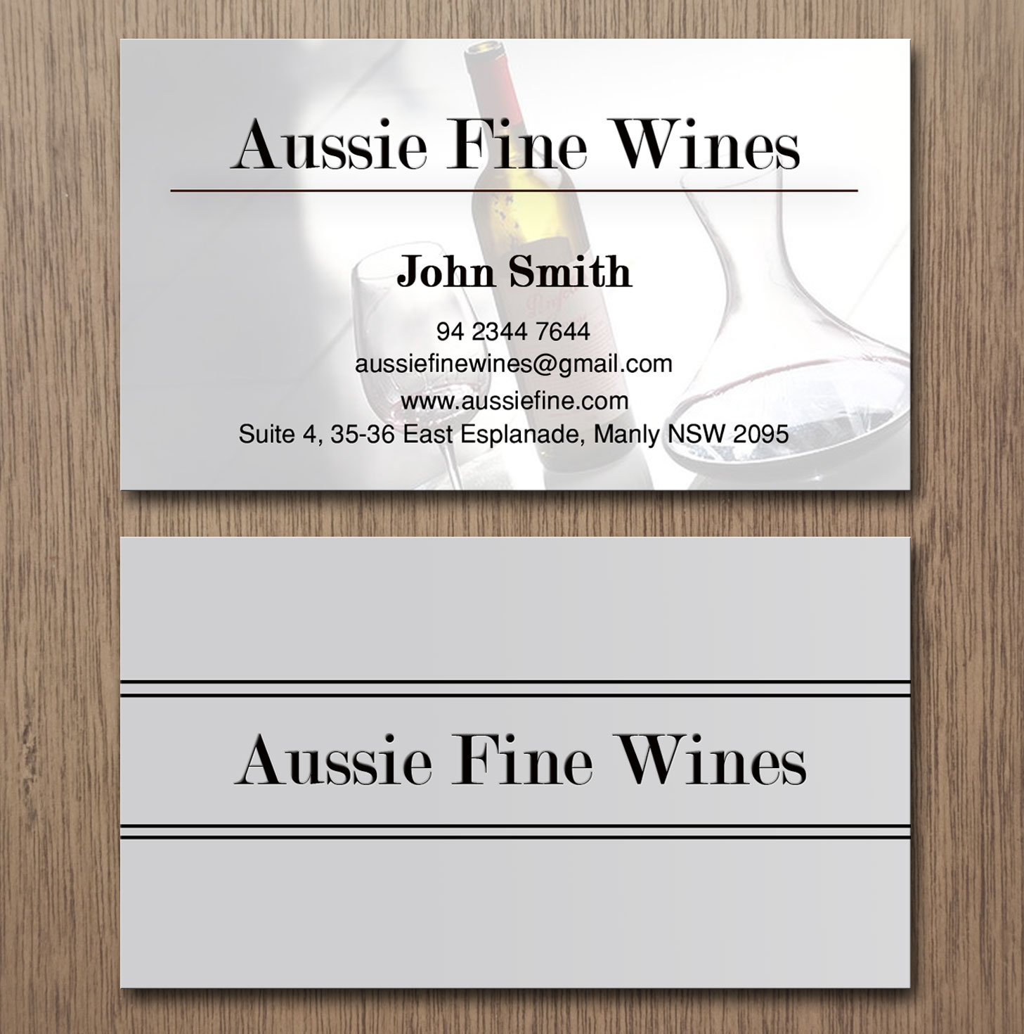 Visitenkarten-Design von Lanka Ama für Aussie Fine Wines | Design #9792044