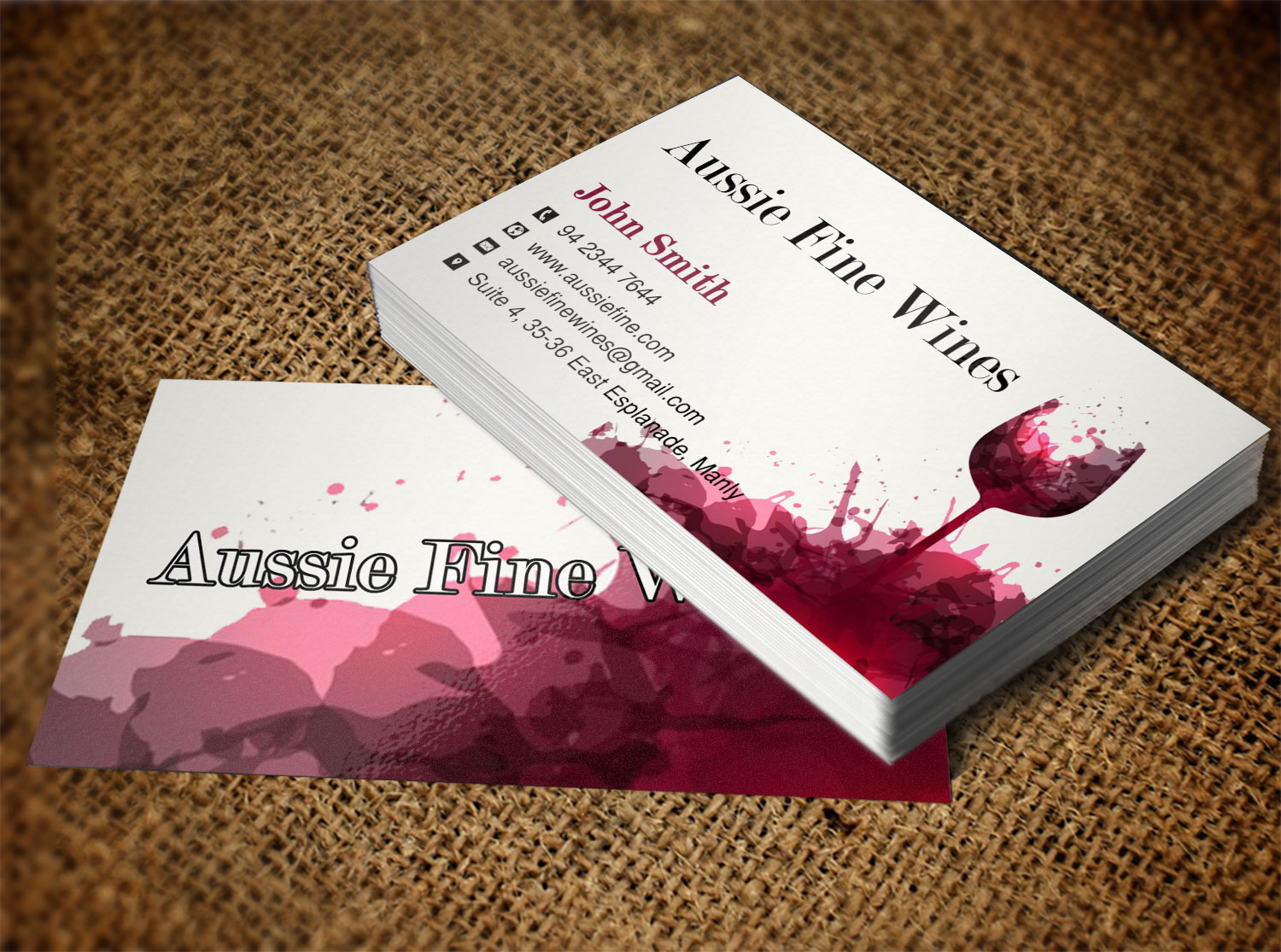 Visitenkarten-Design von Lanka Ama für Aussie Fine Wines | Design #9792045