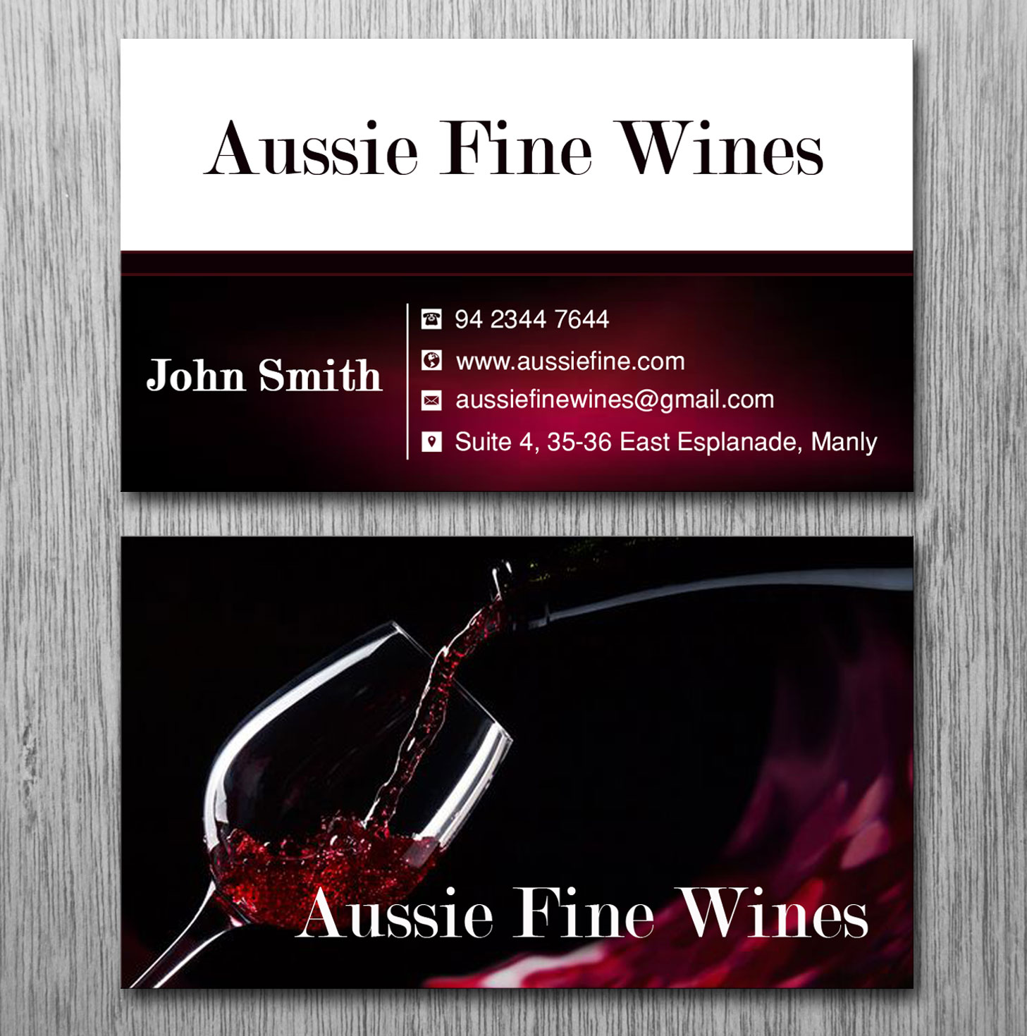 Visitenkarten-Design von Lanka Ama für Aussie Fine Wines | Design #9800844