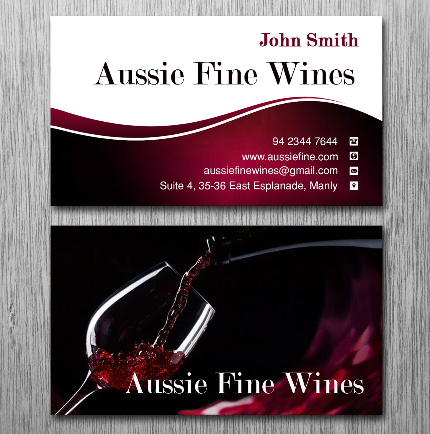 Business Card Design by Lanka Ama for Aussie Fine Wines | Design #9801297