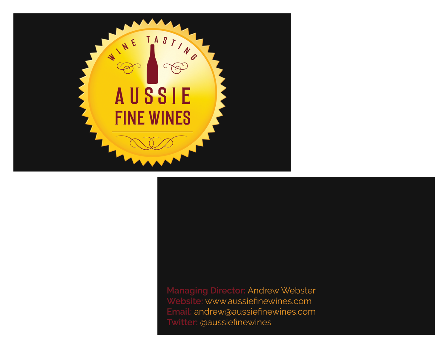 Business Card Design by HD Design Works for Aussie Fine Wines | Design #9878974