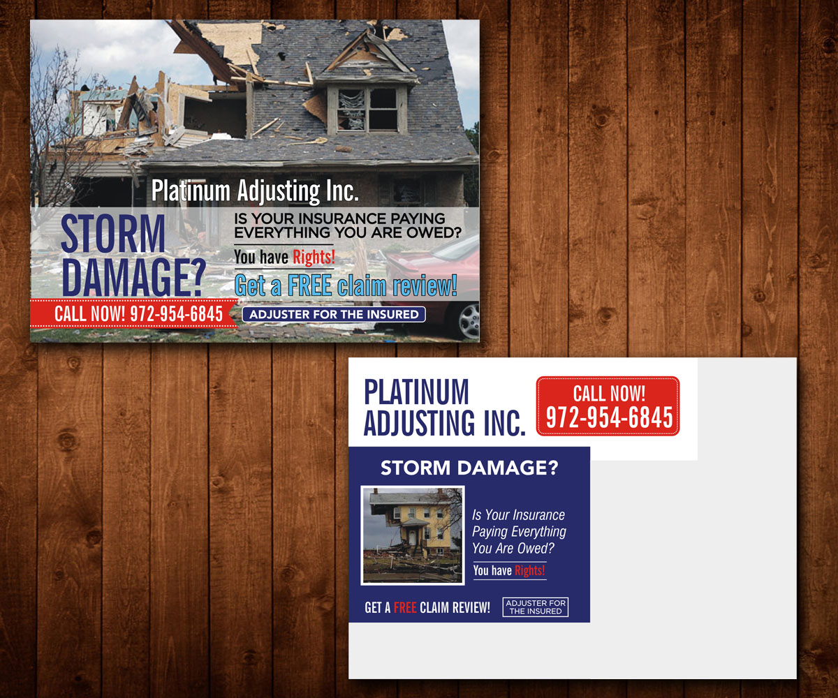 Postcard Design by Designers Hub for Platinum Adjusting Inc | Design #9795535
