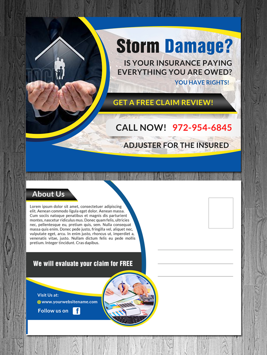 Postcard Design by debdesign for Platinum Adjusting Inc | Design #9781812