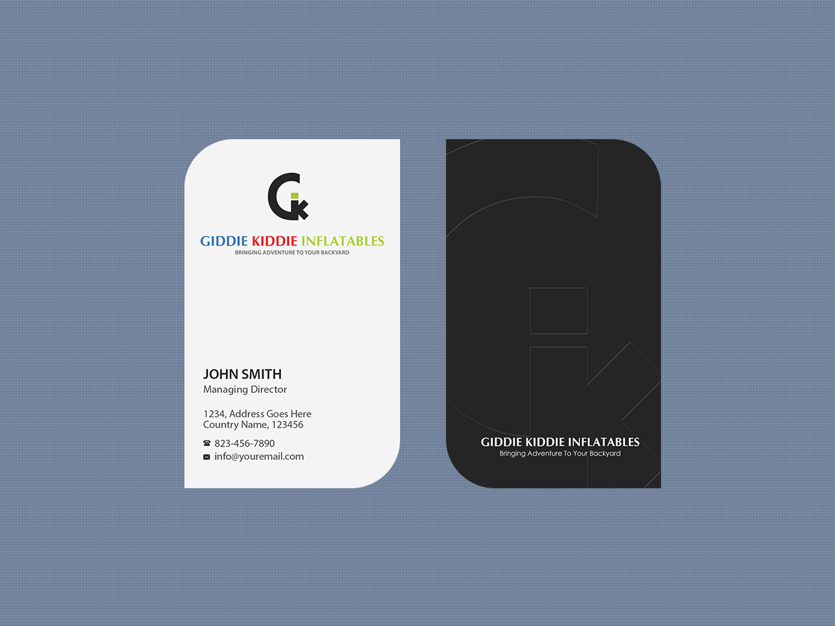 Diseño de Tarjeta de Presentación por Creations Box 2015 para Giddie Kiddie Inflatables | Diseño #9795836