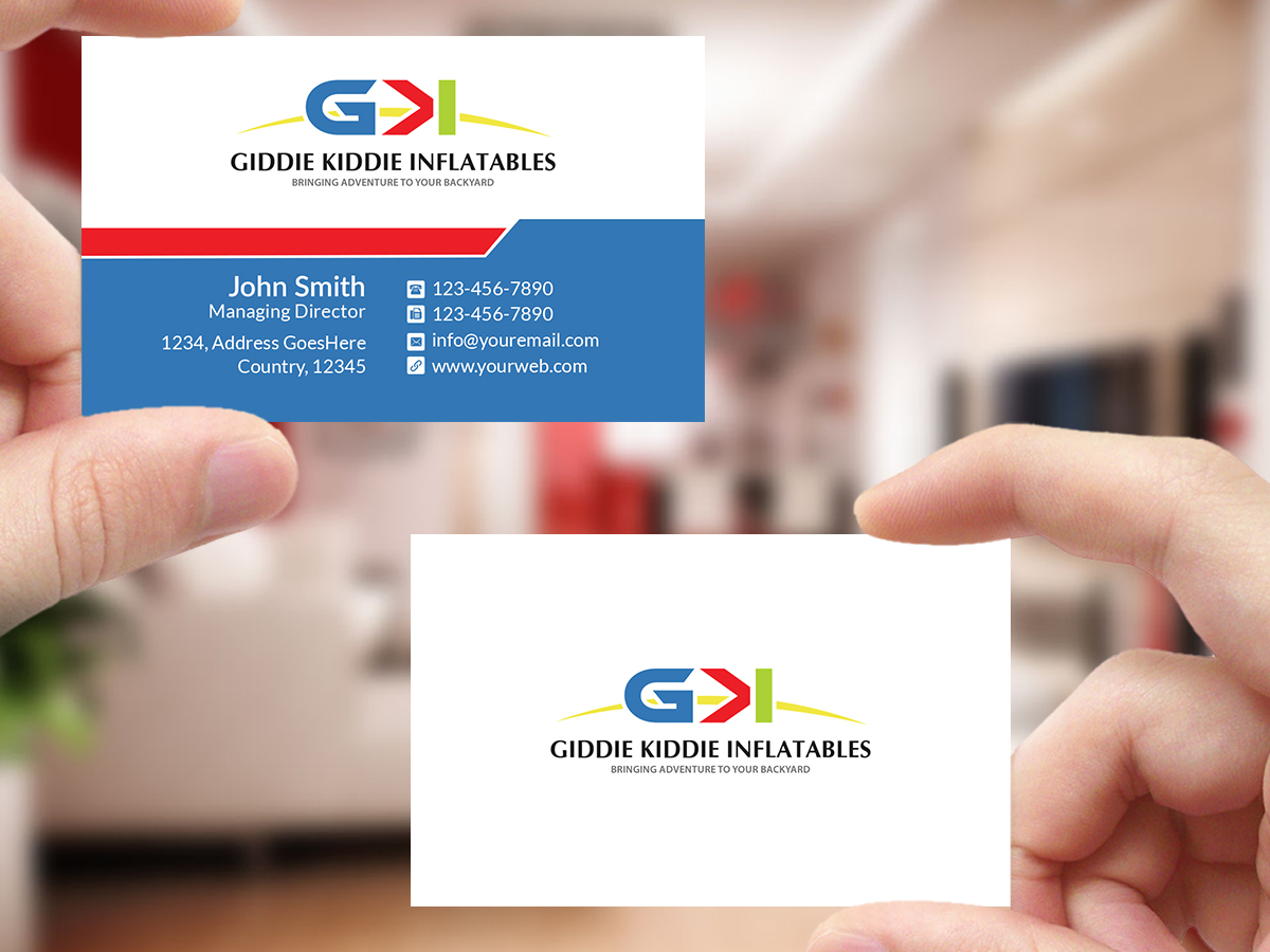 Business Card Design by Creations Box 2015 for Giddie Kiddie Inflatables | Design #9795846