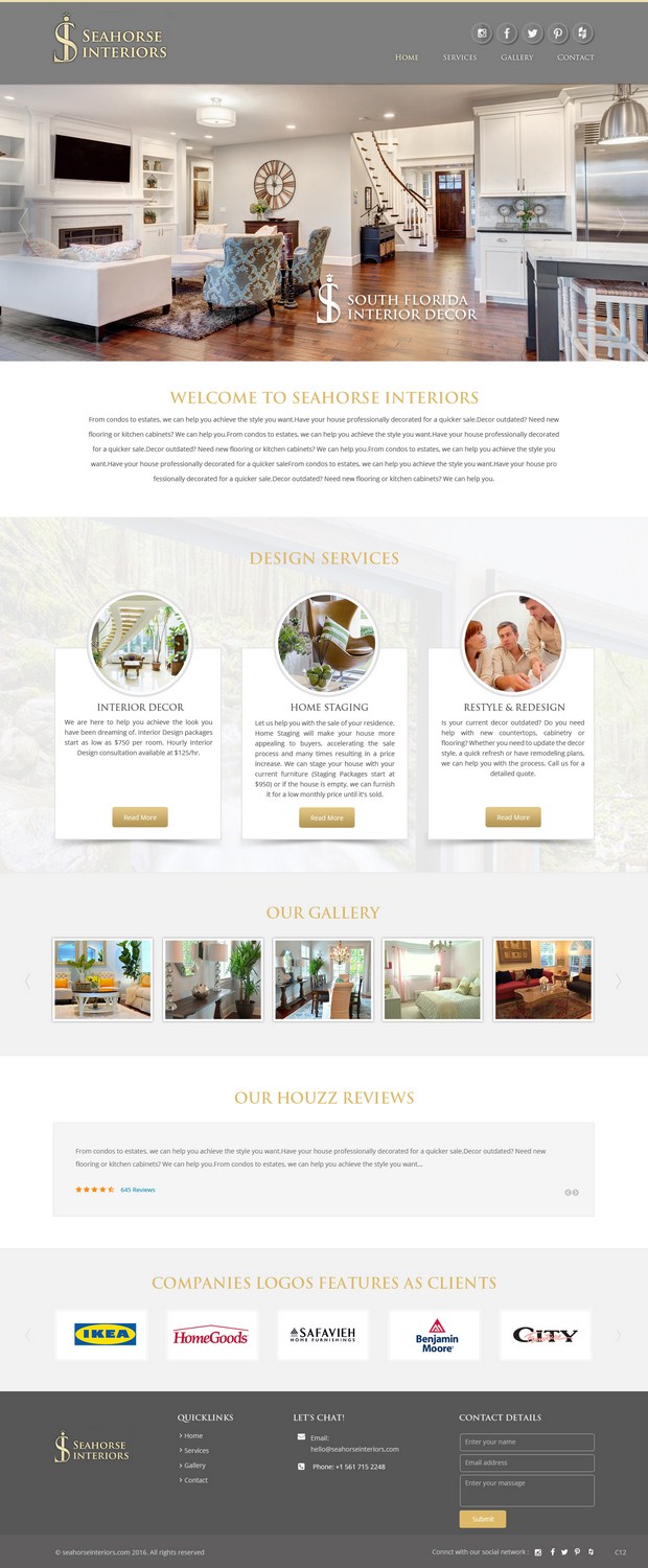 Web-Design von pb für Seahorse Interiors Inc. | Design #10144180