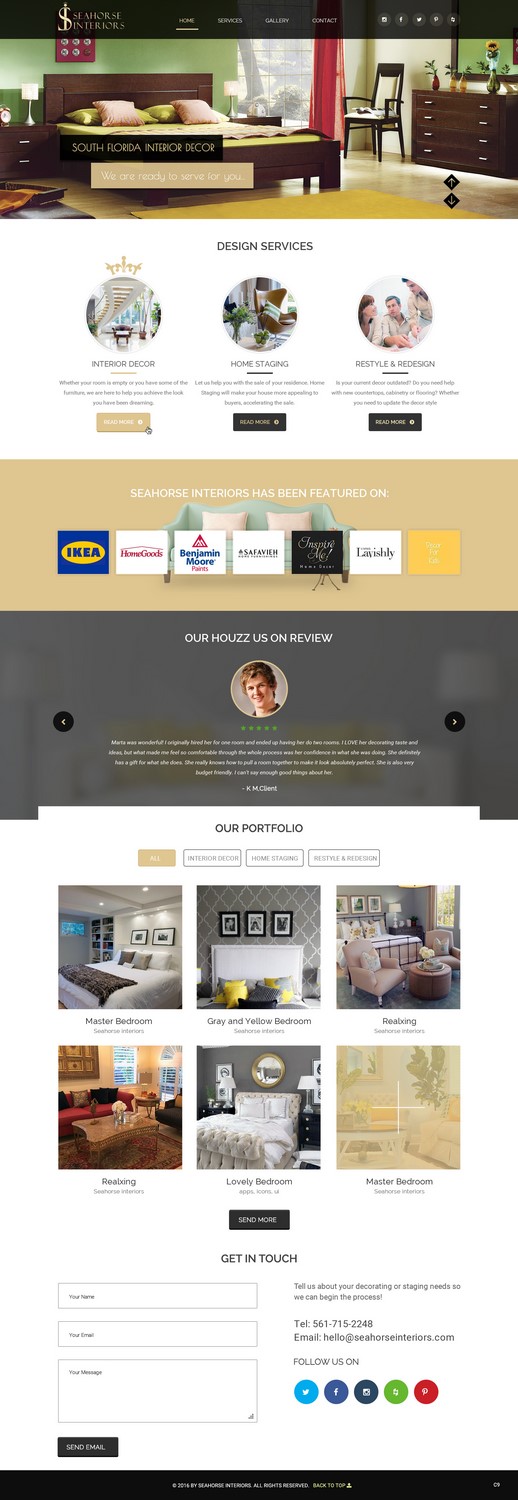 Web-Design von pb für Seahorse Interiors Inc. | Design #9798577