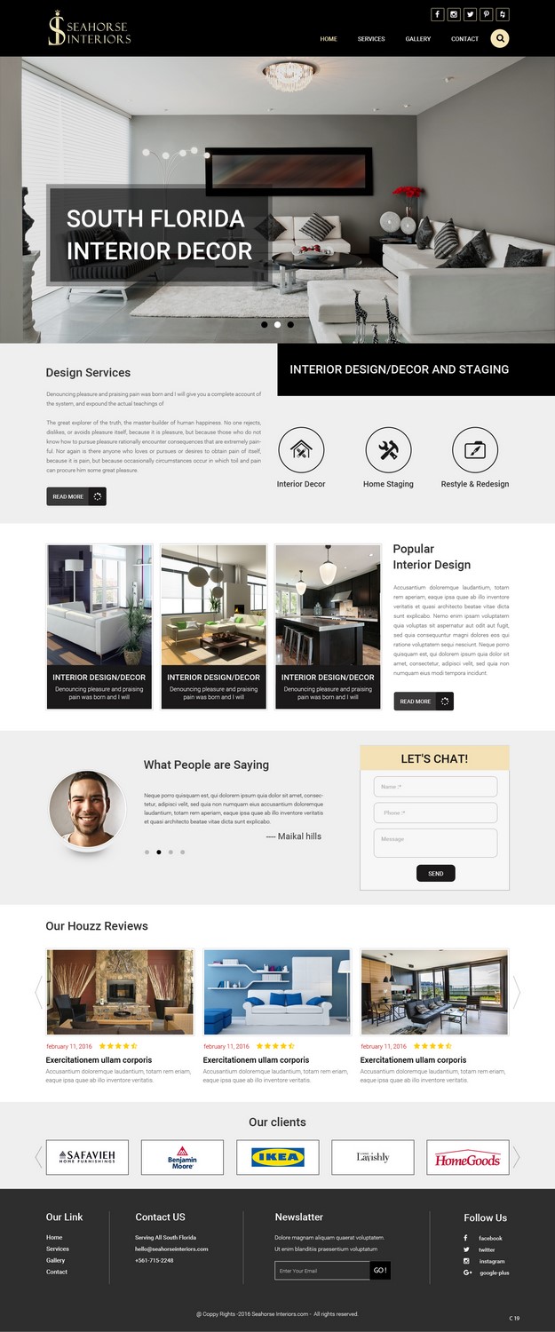Web Design by pb for Seahorse Interiors Inc. | Design #9798581